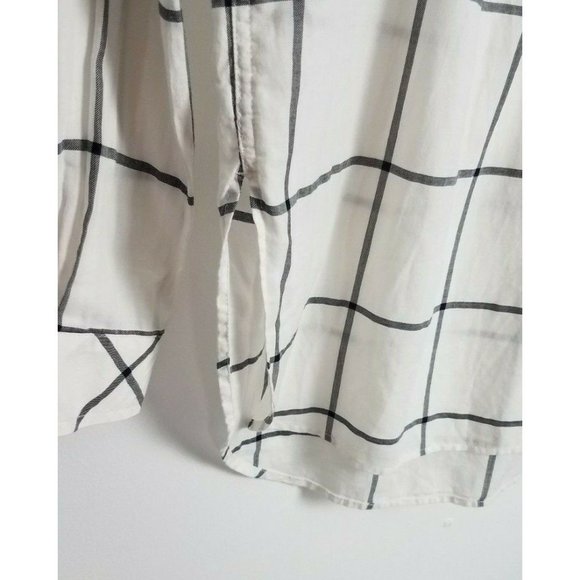 Athleta Sz. XXS Presidio 1/4 Button Up Long Sleeve Black & White Plaid Tunic - Picture 6 of 9